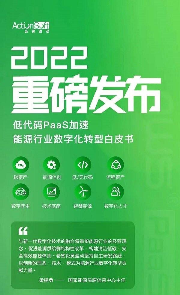 炎黃盈動發(fā)布《2022低代碼PaaS加速能源行業(yè)數字化轉型白皮書》